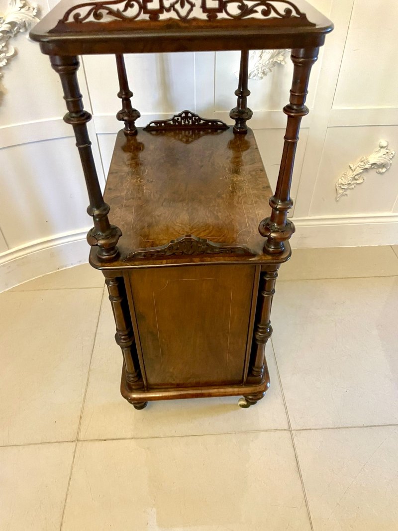 Outstanding Quality Antique Victorian Burr Walnut Canterbury Music Cabinet